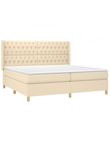 Giroletto a Molle con Materasso Crema 200x200 cm in Tessuto