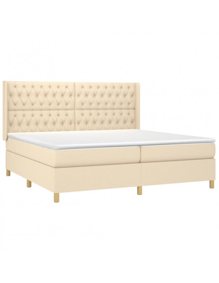 Giroletto a Molle con Materasso Crema 200x200 cm in Tessuto