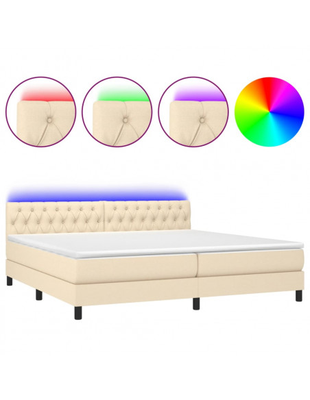 Letto a Molle Materasso e LED bianco 200x200cm in Tessuto