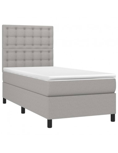 Letto a Molle Materasso e LED Grigio Chiaro 90x200 cm Tessuto