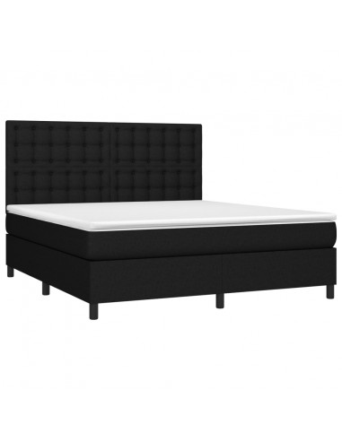 Letto a Molle con Materasso e LED Nero 180x200cm in Tessuto