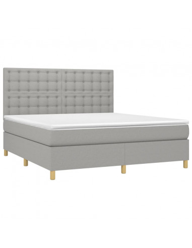 Letto a Molle Materasso e LED Grigio Chiaro 180x200 cm Tessuto
