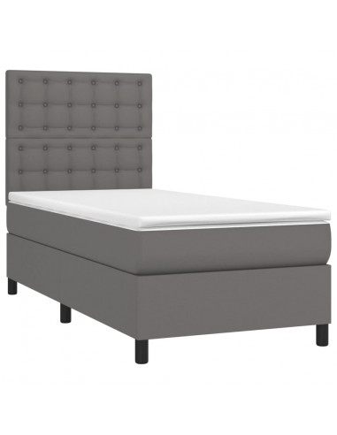 Giroletto Molle con Materasso e LED Grigio 90x200cm Similpelle