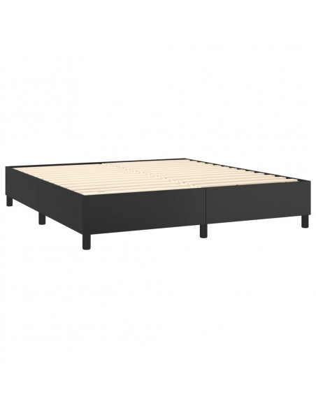 Giroletto a Molle con Materasso e LED Nero 180x200cm Similpelle