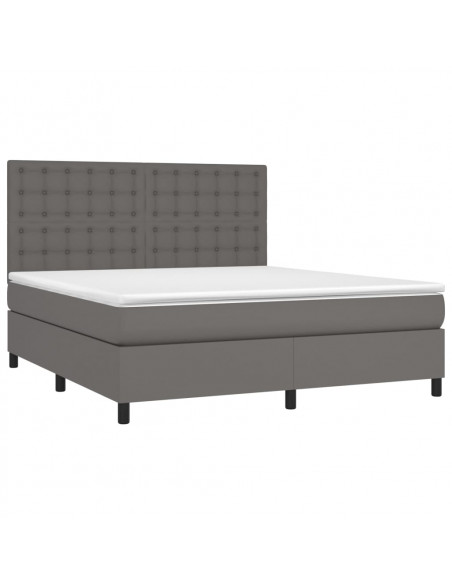 Giroletto Molle con Materasso e LED Grigio 180x200cm Similpelle