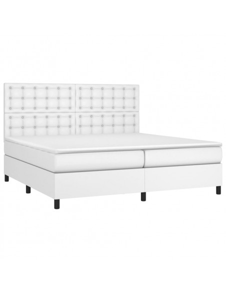 Giroletto Molle con Materasso e LED Bianco 200x200cm Similpelle