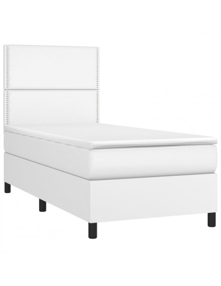 Giroletto Molle con Materasso e LED Bianco 100x200cm Similpelle