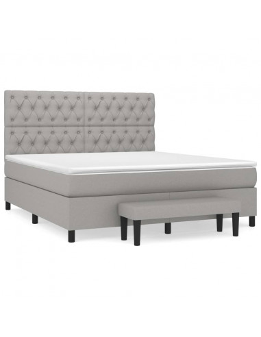 Giroletto a Molle con Materasso Grigio Chiaro160x200 cm Tessuto