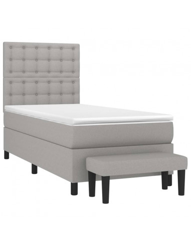 Giroletto a Molle con Materasso Grigio Chiaro 90x200 cm Tessuto