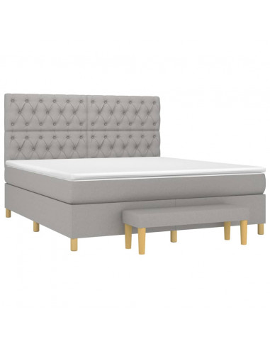 Giroletto a Molle con Materasso Grigio Chiaro160x200 cm Tessuto