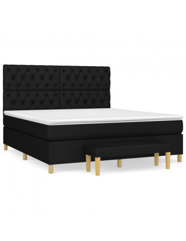 Giroletto a Molle con Materasso Nero 160x200 cm in Tessuto