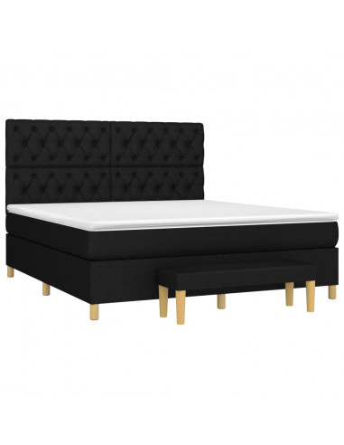 Giroletto a Molle con Materasso Nero 160x200 cm in Tessuto