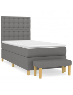 Giroletto a Molle con Materasso Grigio Scuro 90x190 cm Tessuto 2