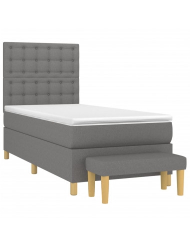 Giroletto a Molle con Materasso Grigio Scuro 90x200 cm Tessuto