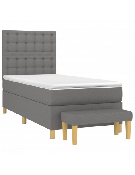 Giroletto a Molle con Materasso Grigio Scuro 90x200 cm Tessuto