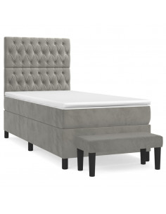 Giroletto a Molle con Materasso Grigio Chiaro 80x200 cm Velluto 2