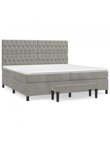 Giroletto a Molle con Materasso Grigio Chiaro 200x200cm Velluto