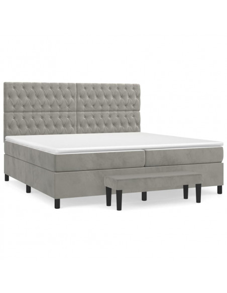 Giroletto a Molle con Materasso Grigio Chiaro 200x200cm Velluto