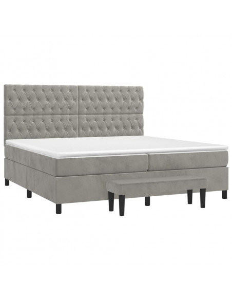 Giroletto a Molle con Materasso Grigio Chiaro 200x200cm Velluto