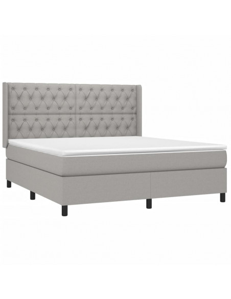 Letto a Molle Materasso e LED Grigio Chiaro 160x200 cm Tessuto
