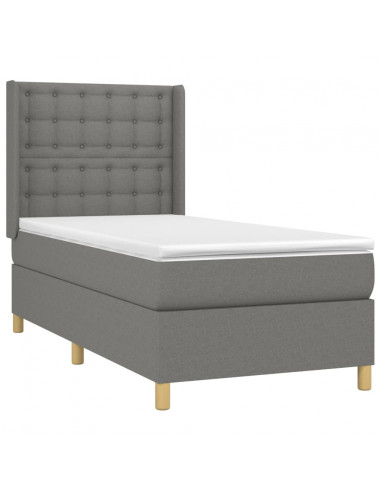 Letto a Molle Materasso e LED Grigio Scuro 90x190 cm in Tessuto