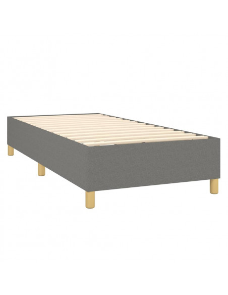 Letto a Molle Materasso e LED Grigio Scuro 90x190 cm in Tessuto