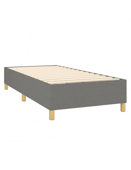 Letto a Molle Materasso e LED Grigio Scuro 90x200 cm in Tessuto