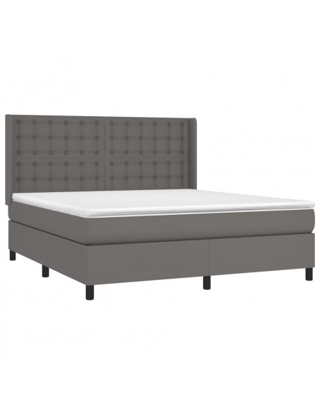 Giroletto Molle con Materasso e LED Grigio 180x200cm Similpelle