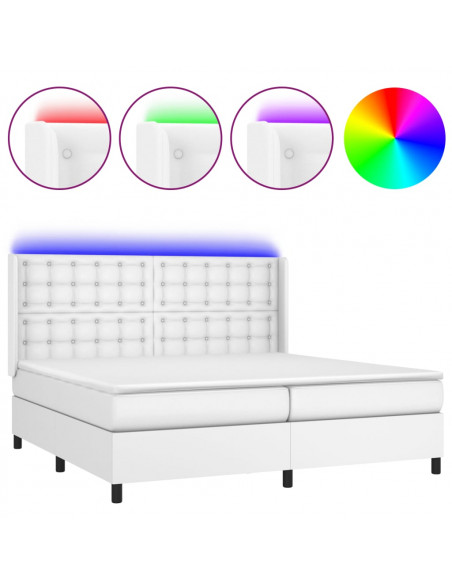 Giroletto Molle con Materasso e LED Bianco 200x200cm Similpelle
