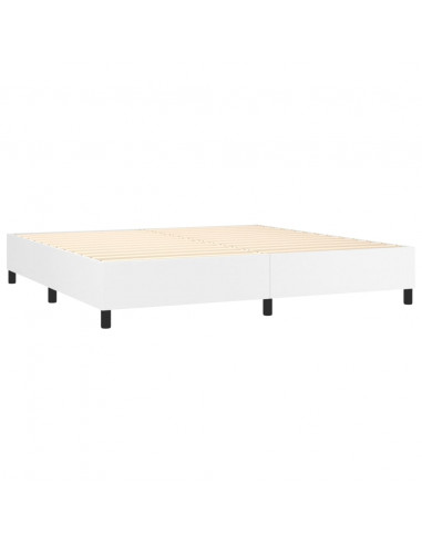 Giroletto Molle con Materasso e LED Bianco 200x200cm Similpelle