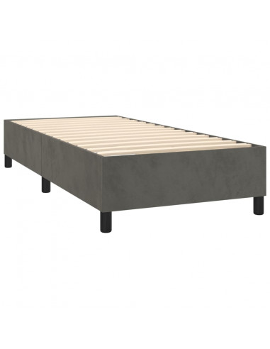 Letto a Molle con Materasso e LED Grigio Scuro 90x200cm Velluto