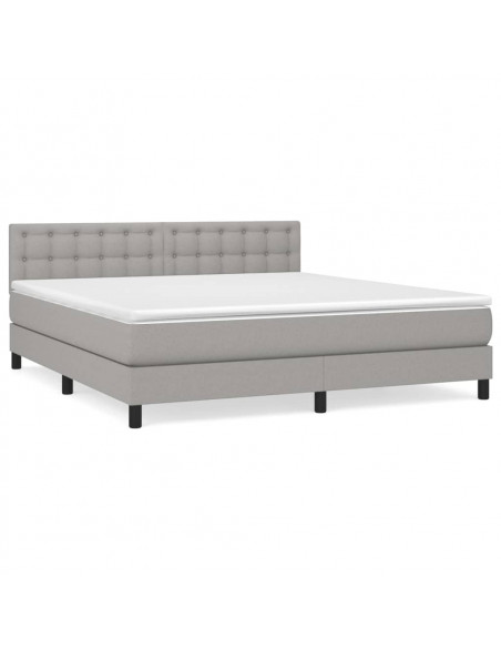 Giroletto a Molle con Materasso Grigio Chiaro180x200 cm Tessuto