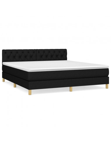 Giroletto a Molle con Materasso Nero 160x200 cm in Tessuto