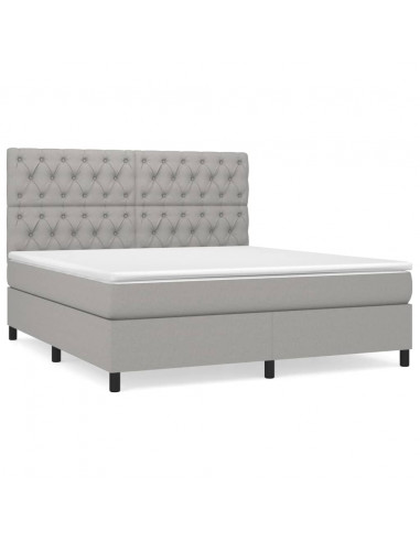 Giroletto a Molle con Materasso Grigio Chiaro160x200 cm Tessuto