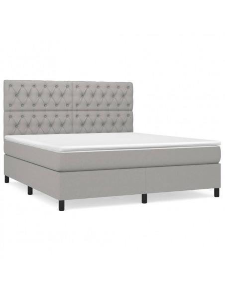 Giroletto a Molle con Materasso Grigio Chiaro160x200 cm Tessuto