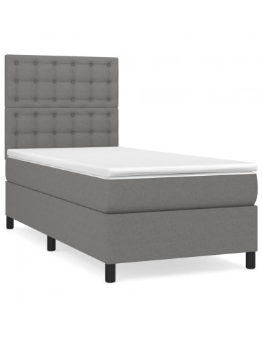 Giroletto a Molle con Materasso Grigio Scuro 90x200 cm Tessuto