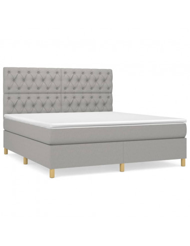 Giroletto a Molle con Materasso Grigio Chiaro160x200 cm Tessuto