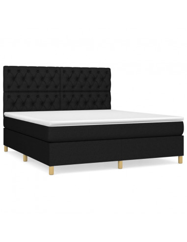 Giroletto a Molle con Materasso Nero 160x200 cm in Tessuto