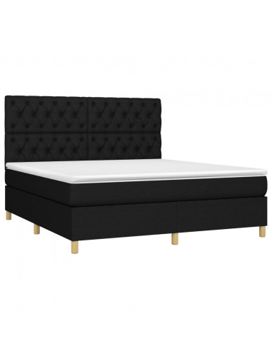 Giroletto a Molle con Materasso Nero 160x200 cm in Tessuto