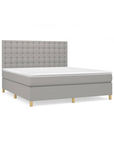 Giroletto a Molle con Materasso Grigio Chiaro180x200 cm Tessuto