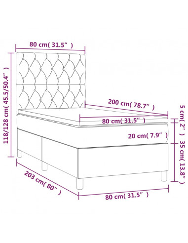 Giroletto a Molle con Materasso Nero 80x200 cm in Velluto