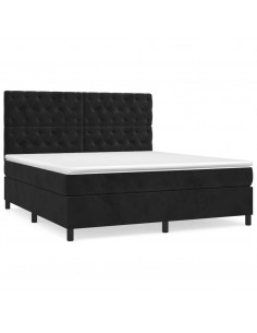 Giroletto a Molle con Materasso Nero 160x200 cm in Velluto 2