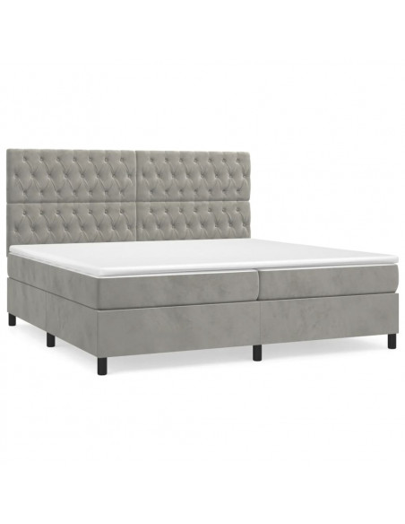 Giroletto a Molle con Materasso Grigio Chiaro 200x200cm Velluto
