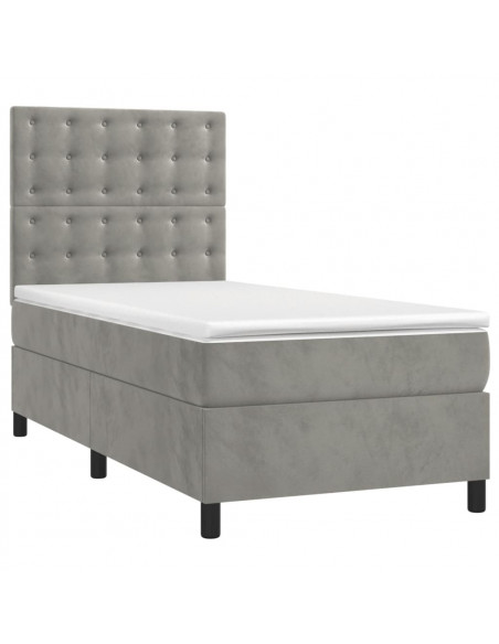 Giroletto a Molle con Materasso Grigio Chiaro 90x200 cm Velluto