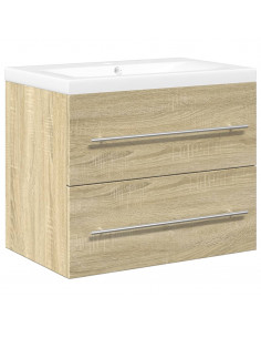 Set Mobili da Bagno 2 pz Rovere Sonoma in Legno Multistrato 2