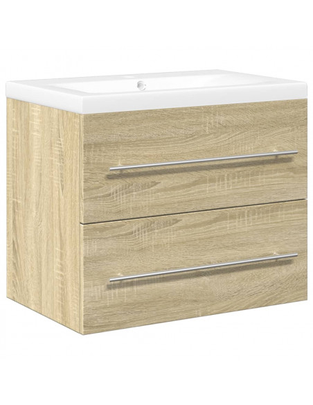 Set Mobili da Bagno 2 pz Rovere Sonoma in Legno Multistrato
