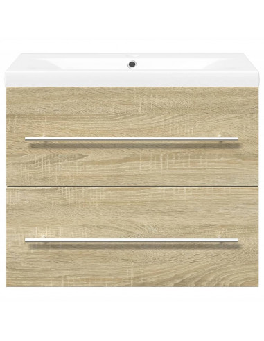 Set Mobili da Bagno 2 pz Rovere Sonoma in Legno Multistrato