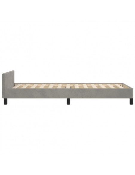 Giroletto con Testiera Grigio Chiaro 90x200 cm in Velluto