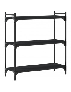 Libreria a 3 Ripiani Nera 80x30x86 cm in Legno Multistrato 2