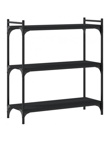 Libreria a 3 Ripiani Nera 80x30x86 cm in Legno Multistrato